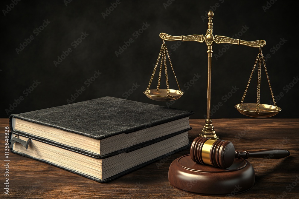 Law Justice Scales Books Gavel Wooden Table Law Justice Scales Books Gavel Wooden Table