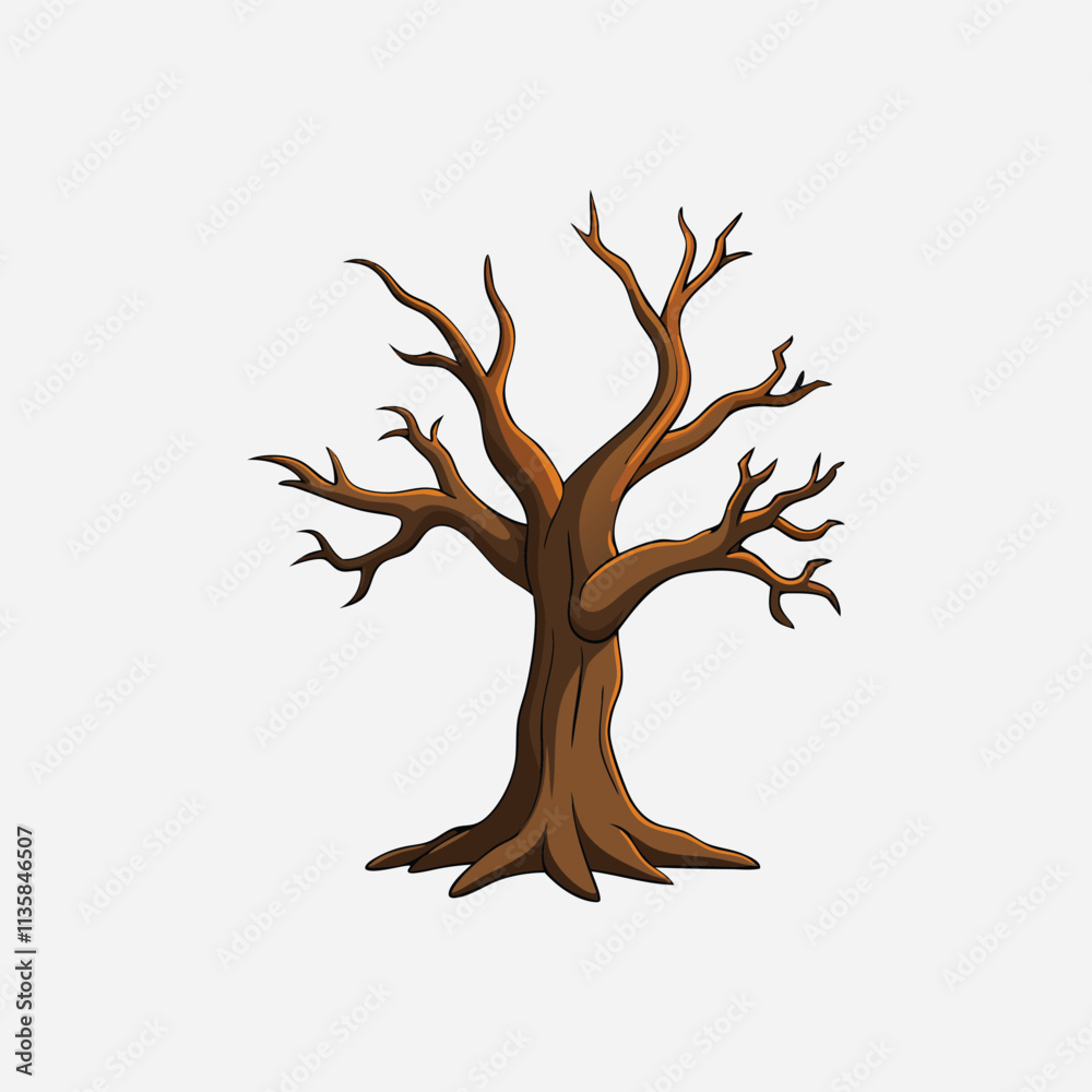 Dead tree icon vector illustration for happy Halloween event. Vector cartoon illustration isolated on white background Dead tree icon vector illustration for happy Halloween event. Vector cartoon illustration isolated on white background