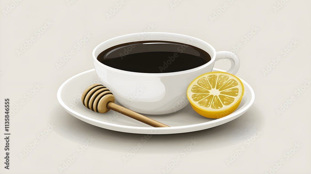 Brewing comfort coffee with honey and lemon kitchen table food photography cozy atmosphere top view Brewing comfort coffee with honey and lemon kitchen table food photography cozy atmosphere top view