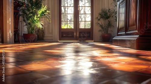 Sunlit Interior: Elegant Tile Floor in a Luxurious Home photo