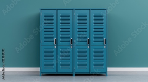 Modern Blue Lockers in a Minimalist Environment with a Soft Background