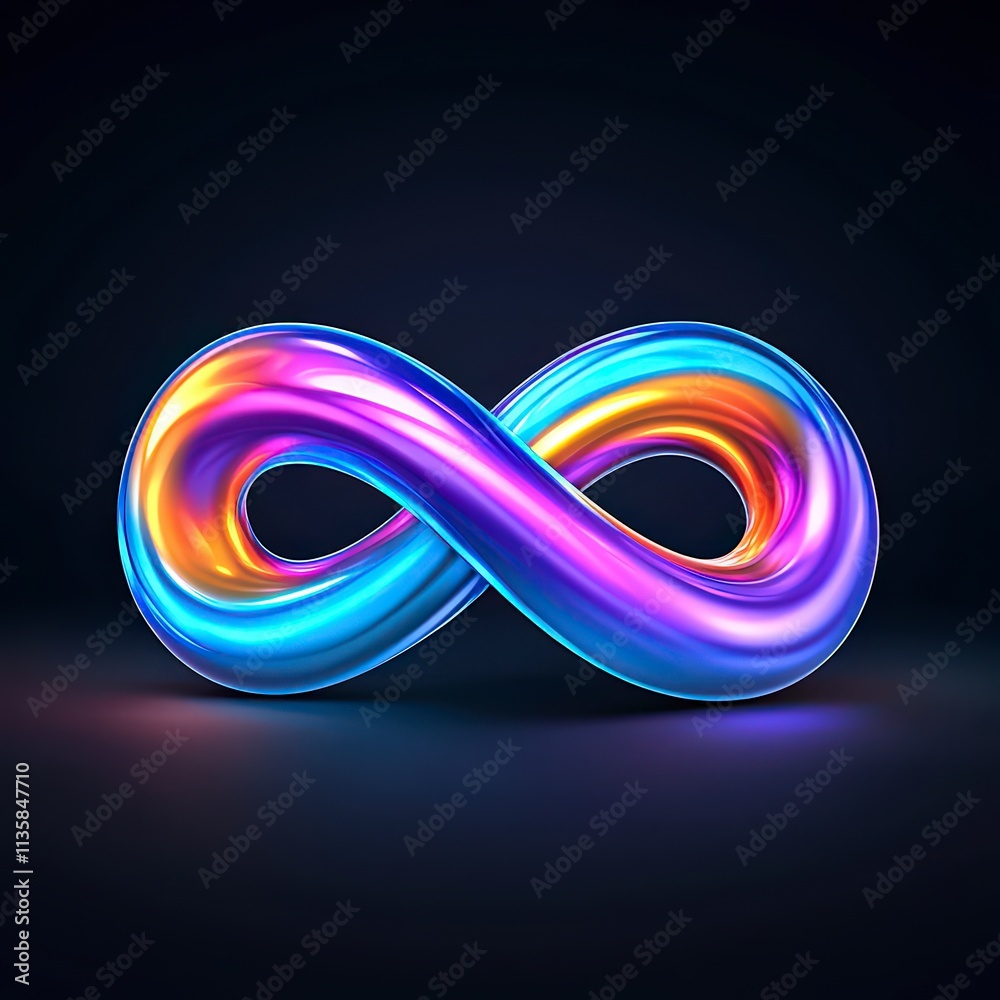 Glowing Infinity Symbol Abstract 3D Render Colorful Shiny Gradient Dark Background P Glowing Infinity Symbol Abstract 3D Render Colorful Shiny Gradient Dark Background P