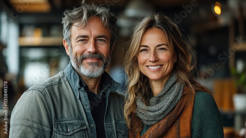 Smiling Middle-Aged Couple Standing Proudly in Front of Their House