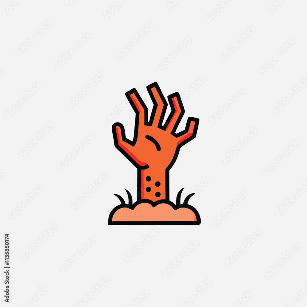 Obraz premium Vector illustration of creepy zombie hands rising from the ground, Isolated vector illustration
