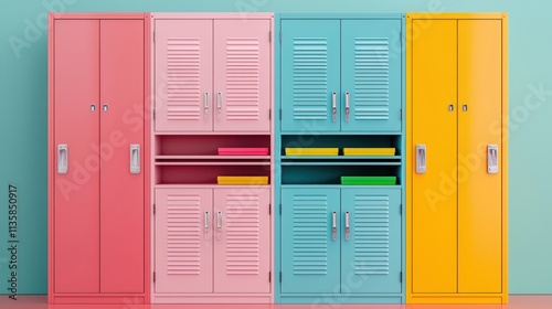 Colorful Metal Lockers in Vibrant Pastel Shades for Storage Solutions