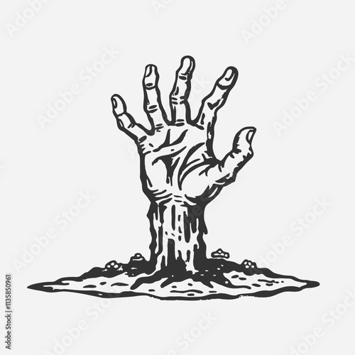 Halloween zombie hands silhouettes,  Evil dead man, spooky graveyard ghost or demon black hands with creepy fingers