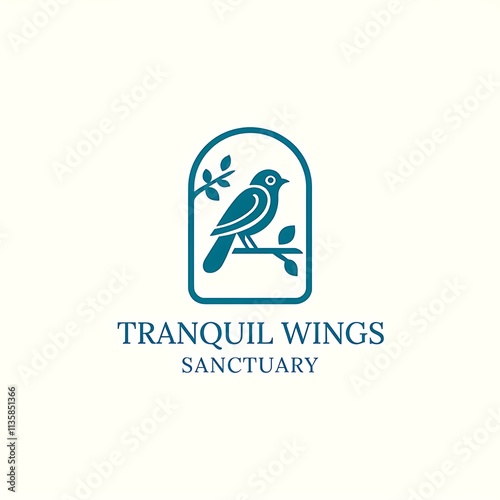 Tranquil Wings Sanctuary Minimalist Nature-Inspired Logo