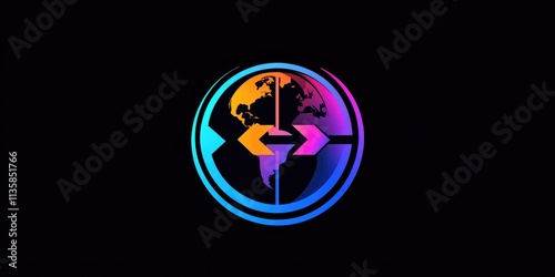 Free Download Logo concept for a logistics company, with a globe and arrow indicating global distribution. - GFXLoad