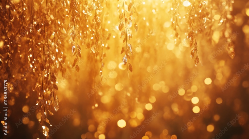 Golden foliage illuminated by sunlight creating a Golden foliage illuminated by sunlight creating a