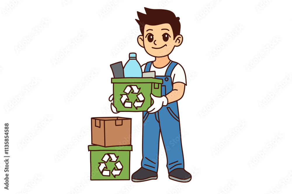 People holding recyclables. Public service advertising poster concept. People holding recyclables. Public service advertising poster concept.
