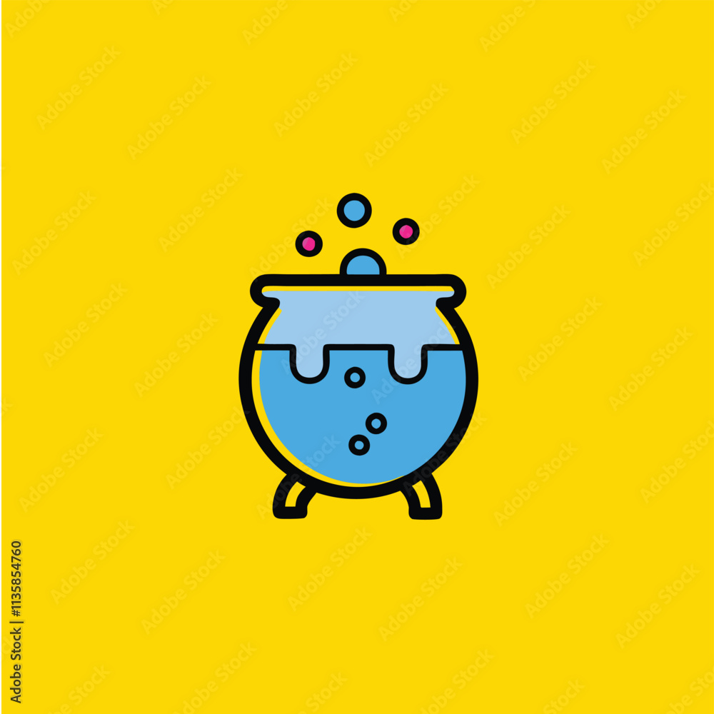 witches violet cauldron with poison potion isolated on white background. Vector Illustration witches violet cauldron with poison potion isolated on white background. Vector Illustration