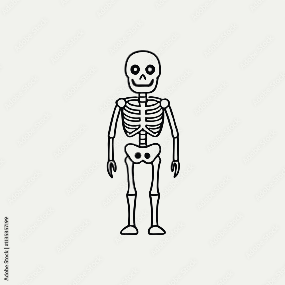 Black silhouette Human skeleton front view. Vector illustration Black silhouette Human skeleton front view. Vector illustration