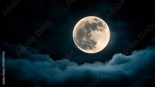 Full Moon Night Sky Clouds Dark Mystical Halloween Gothic Cinematic 4K