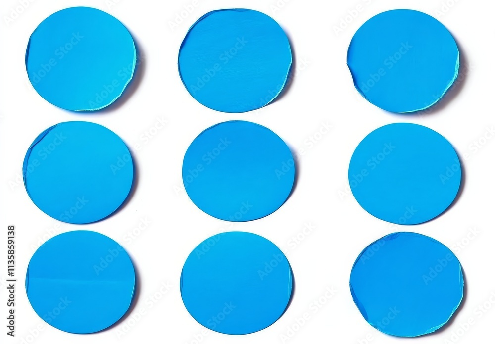 Isolated set of circular blue labels on a white background. Isolated set of circular blue labels on a white background.