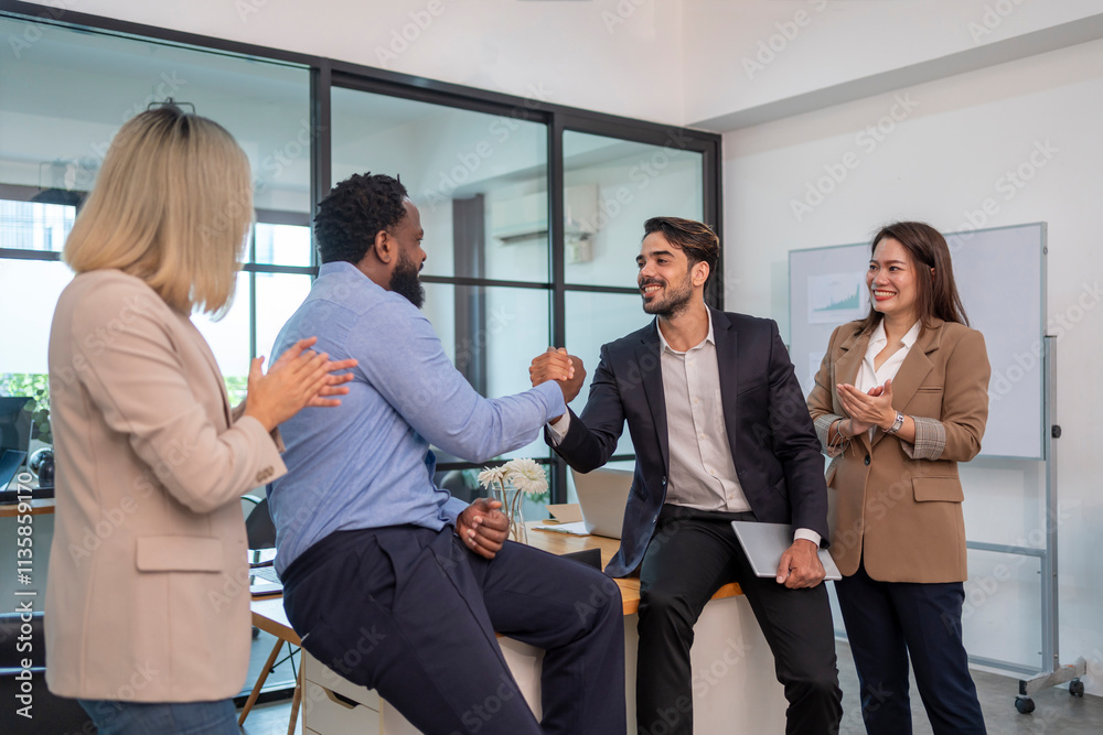 business men doing hands shake for the future business cooperation,multiracial business partnership meeting in the office room business men doing hands shake for the future business cooperation,multiracial business partnership meeting in the office room