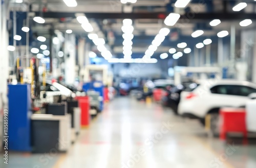 This photo showcases the busy environment of a service center where professionals work on various automobile issues.