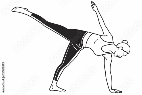 yoga Half Moon Pose, Ardha Chandrasana vector silhouette on a white background