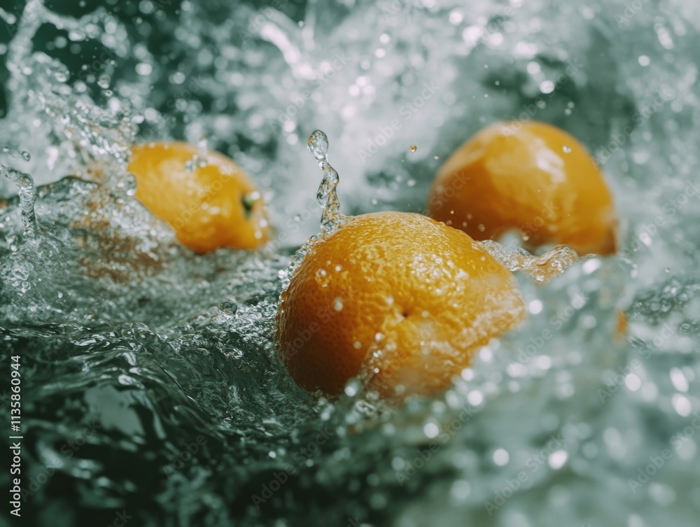 Water Splashing Oranges Water Splashing Oranges