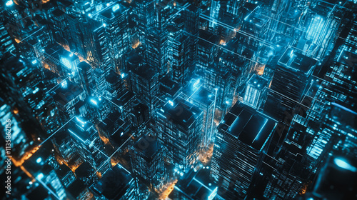 Wallpaper Mural Smart digital Innovation city with connection network reciprocity over the cityscape. of future smart wireless digital city and social media networking systems that connects people with in city Torontodigital.ca