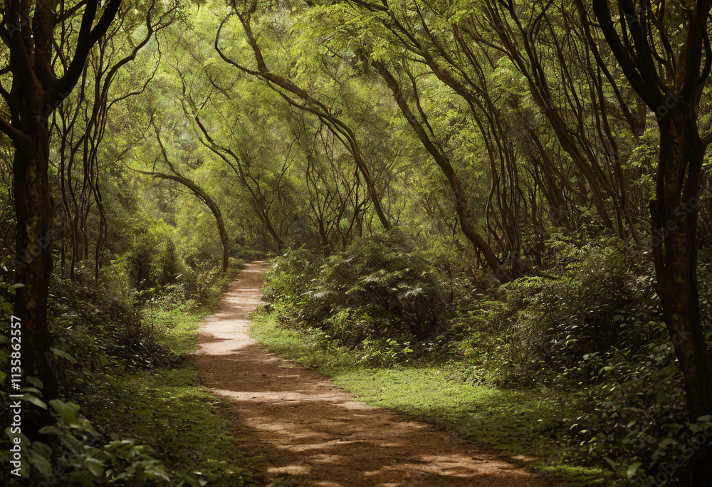 Ornate Product Display on Plain Background with Enchanting Forest Pathway Concept Ornate Product Display on Plain Background with Enchanting Forest Pathway Concept
