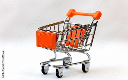 Miniature Shopping Cart with Orange Accents Product Photography