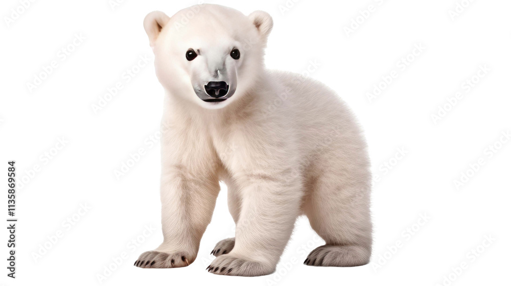 polar bear cub isolated on a white transparent background