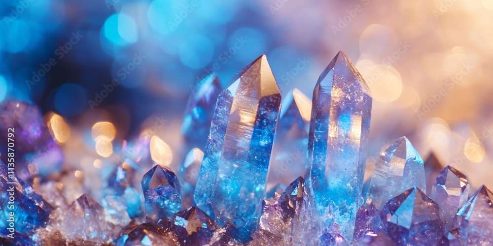 Stunning Blue and Purple Crystal Cluster Closeup Stunning Blue and Purple Crystal Cluster Closeup