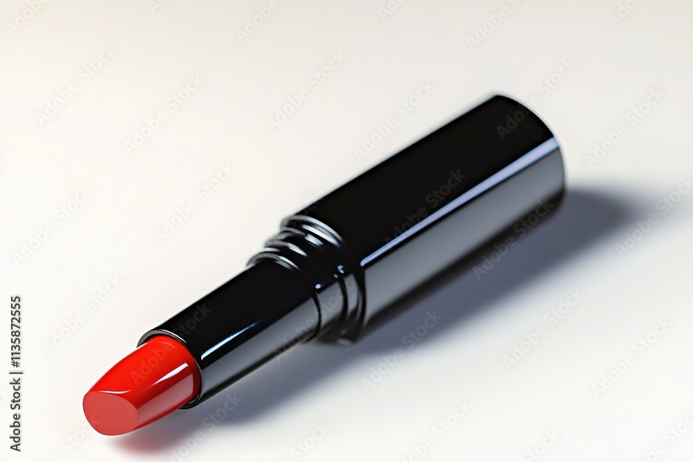 sleek and modern lipstick with matte black casing and vibrant red tip isolated on clean white background sleek and modern lipstick with matte black casing and vibrant red tip isolated on clean white background