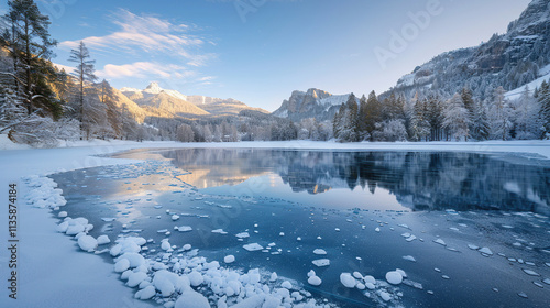 winter landscape with snow covered mountains