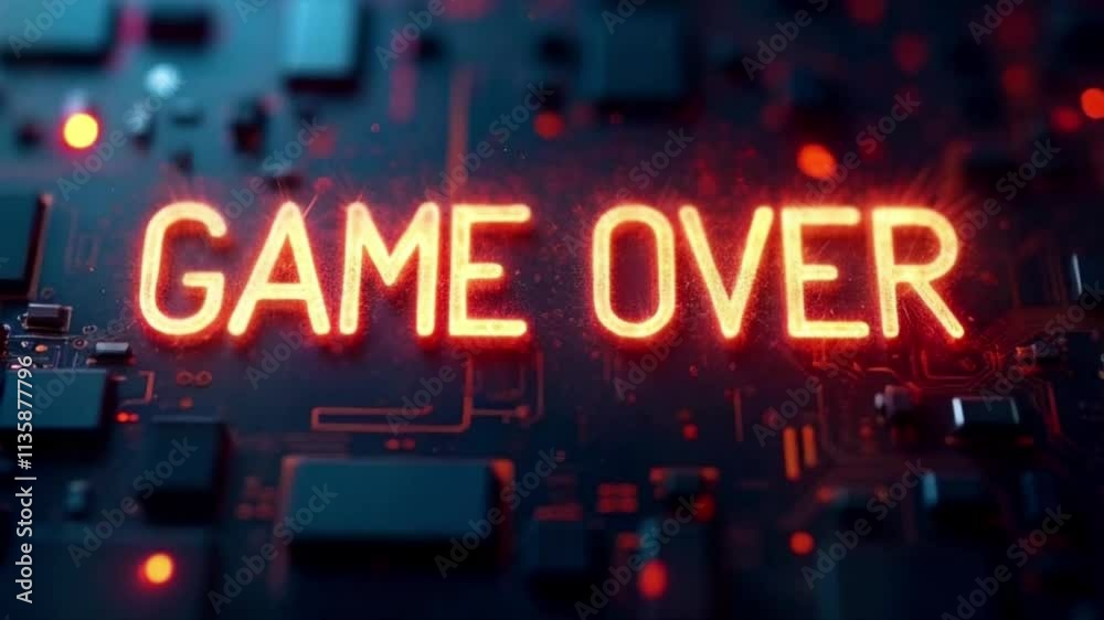 Game Over Animation on Black Background, video overlay text Game Over Animation on Black Background, video overlay text