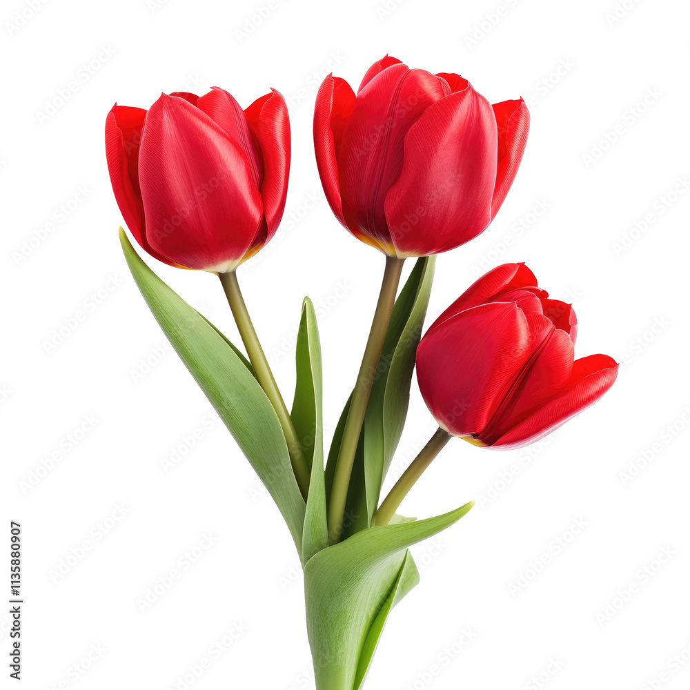 red tulips isolated on a white transparent background red tulips isolated on a white transparent background