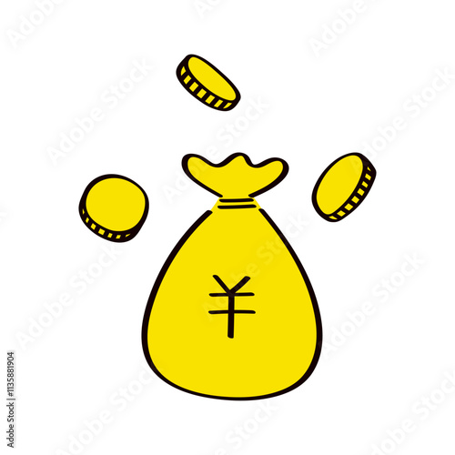 コインとお金袋のイラスト