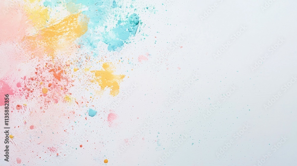 Obraz premium A colorful abstract splash design with pastel hues on a white background.