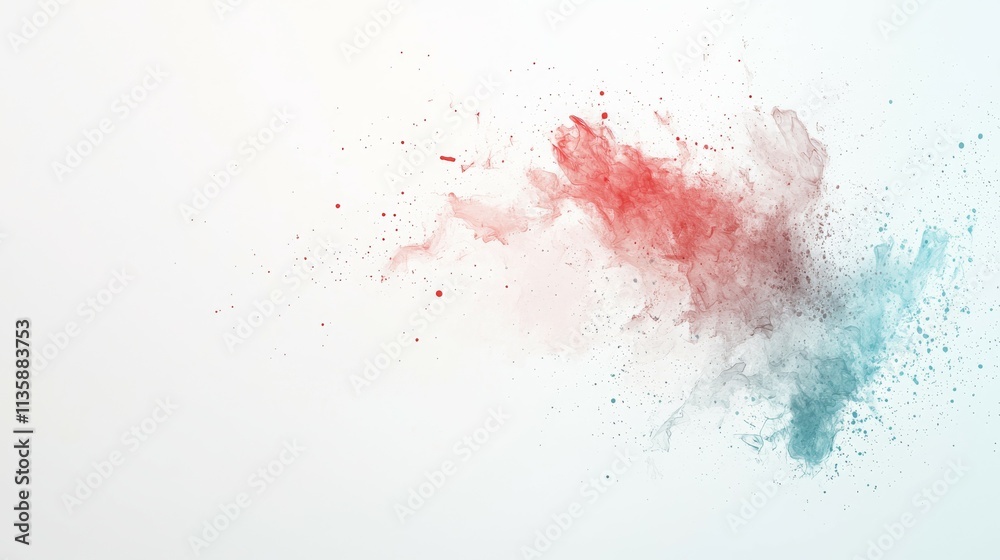 Abstract splash of red and blue colors on a light background, suggesting creativity and energy. Abstract splash of red and blue colors on a light background, suggesting creativity and energy.