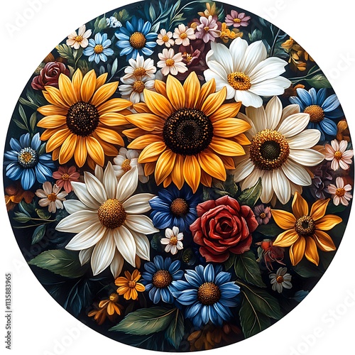 Arrangement colorful floral sunflowers daisies design high resolution hd image