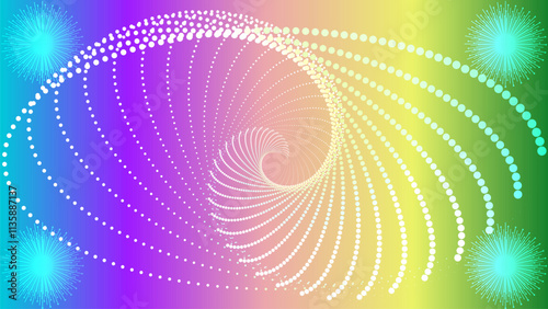 celebration abstract colorful background with starburst blast lights and dotted wavy curve lines photo