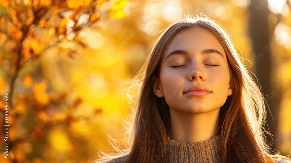 young woman enjoying the autumn season young woman enjoying the autumn season