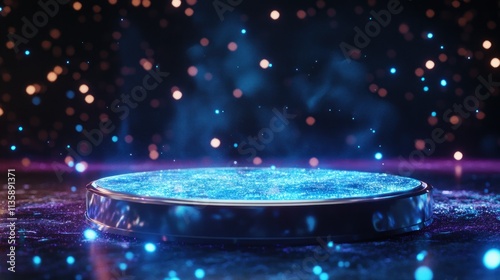 Wallpaper Mural Illuminated Circular Platform Glowing With Blue Particles Torontodigital.ca
