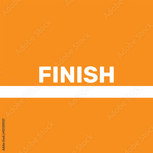 Finish line Ribbon in Running or Athlete Track. Vector Illustration Isolated on Orange Background.