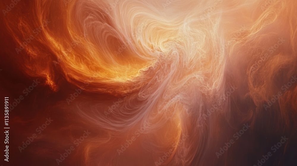 Naklejka premium Abstract swirling patterns in warm colors evoke a sense of cosmic energy and movement.