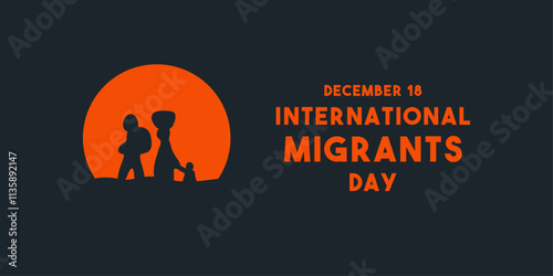 International Migrants Day. December 18. Banner, card, background.
