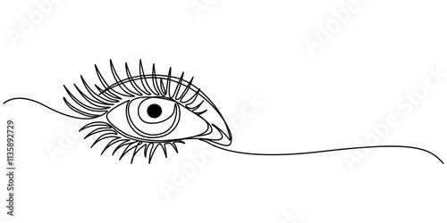 Eye sign in continuous line drawing style. Line art of human eye sign. Vector illustration. Abstract background, Single continuous one line art female watch eye, Eye sign in continuous line drawing. 