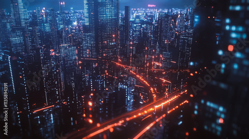 Wallpaper Mural Smart digital Innovation city with connection network reciprocity over the cityscape. of future smart wireless digital city and social media networking systems that connects people with in city Torontodigital.ca