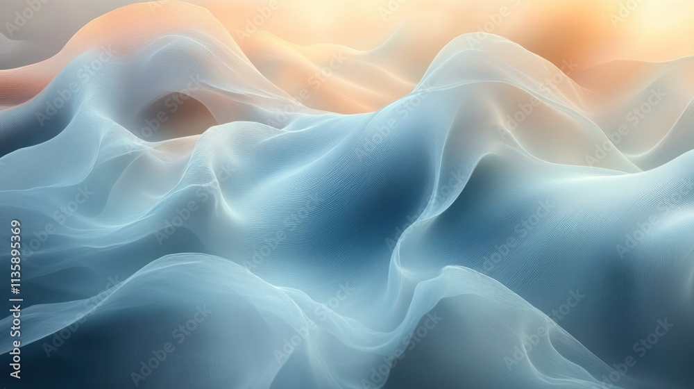 Obraz premium Abstract waves of soft colors creating a tranquil, ethereal atmosphere.