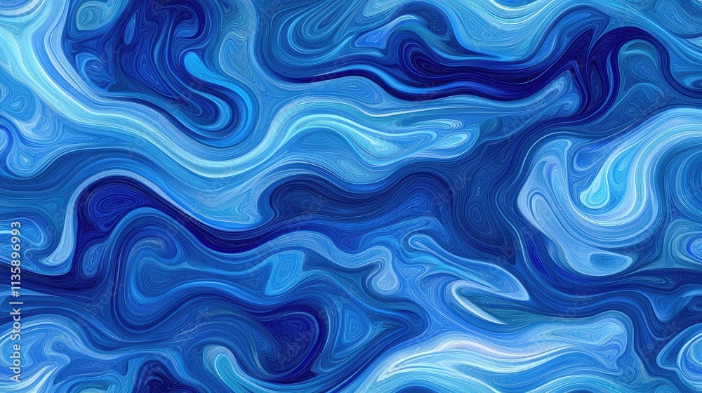Obraz premium Abstract Blue Swirling Lines Pattern Design