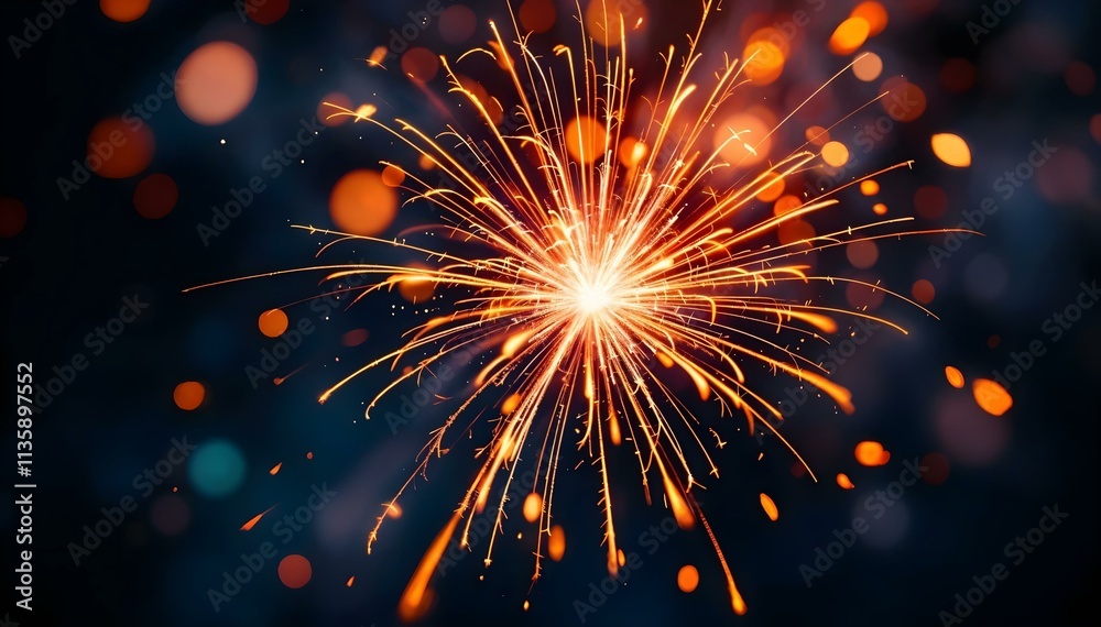 Obraz premium Fireworks light up the sky with dazzling display and blurred background