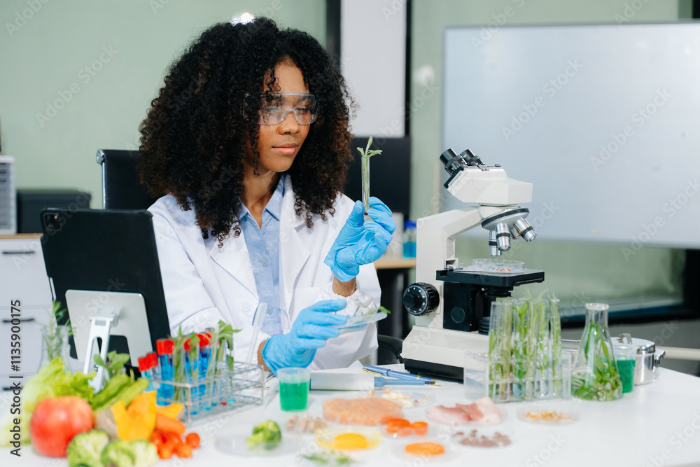Food science as lab scientists test and analyze vegetables for safety and quality using advanced technology Food science as lab scientists test and analyze vegetables for safety and quality using advanced technology