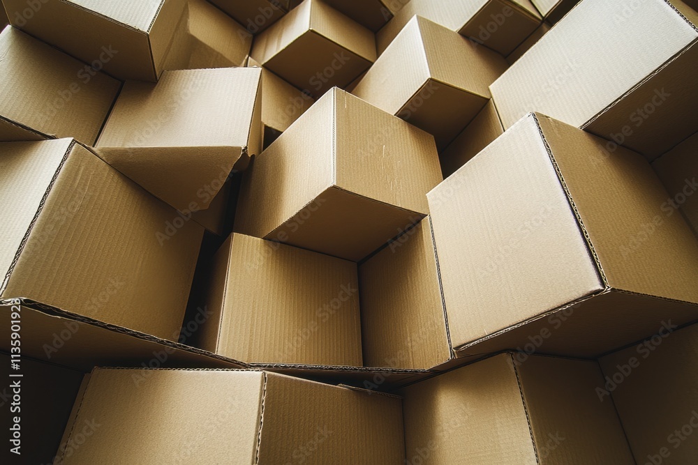 A Complex Arrangement Of Cardboard Boxes A Complex Arrangement Of Cardboard Boxes