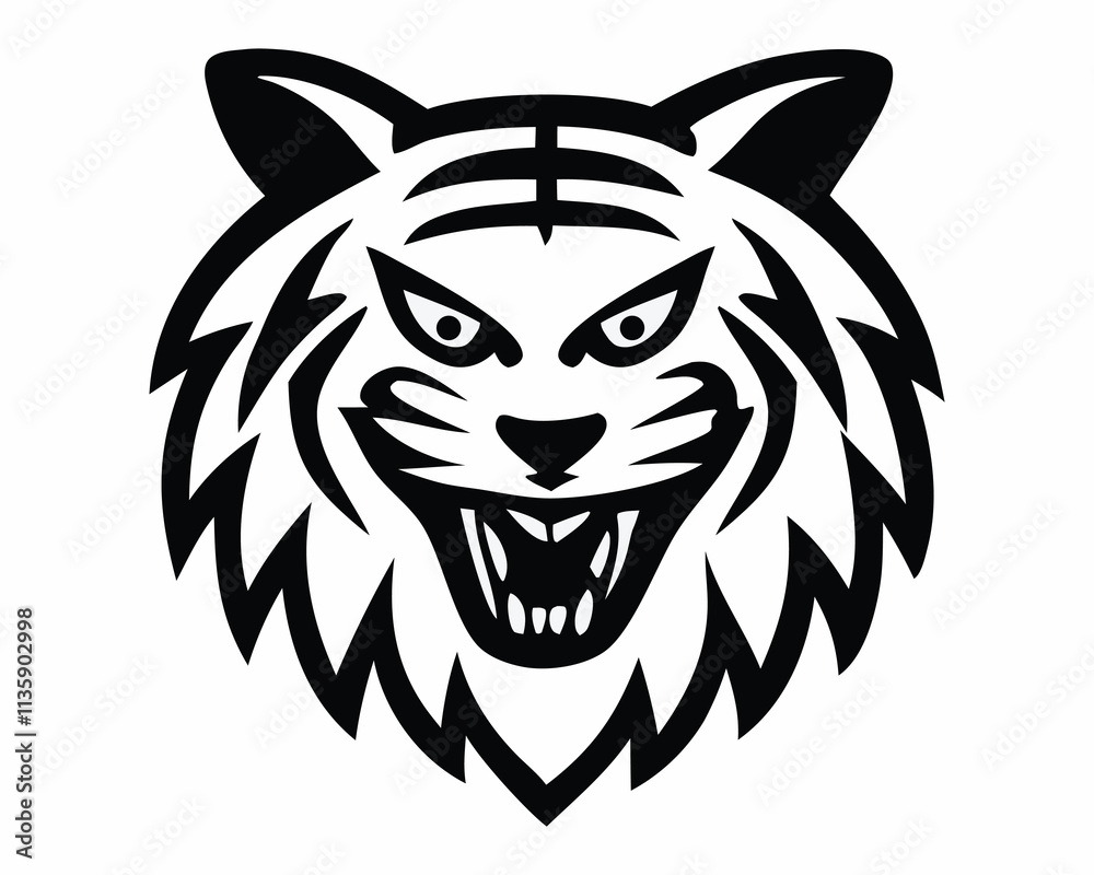silhouette of a tiger head.
silhouette of a tiger head.
