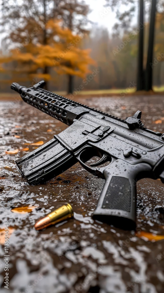 Muddy Rifle Cartridge Autumn Woods Cinematic 4K HDR Image Muddy Rifle Cartridge Autumn Woods Cinematic 4K HDR Image